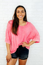 Load image into Gallery viewer, Loosely Speaking Oversized Basic Top in Fuchsia