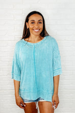 Load image into Gallery viewer, Loosely Speaking Oversized Basic Top in Turquoise
