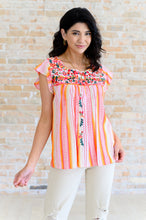 Load image into Gallery viewer, Orange Blossoms Flutter Sleeve Blouse