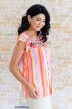 Load image into Gallery viewer, Orange Blossoms Flutter Sleeve Blouse