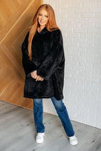 Load image into Gallery viewer, Oversized Velour Blanket Hoodie in Black