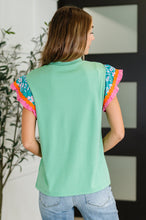 Load image into Gallery viewer, Petals & Poise Floral Flutter Sleeve Top in Green