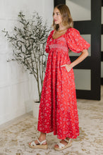 Load image into Gallery viewer, Petals & Promises V-Neck Dress in Red Multi