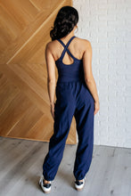Load image into Gallery viewer, Raising Heart Rate Cut Out Jumpsuit in Navy