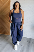 Load image into Gallery viewer, Raising Heart Rate Cut Out Jumpsuit in Navy
