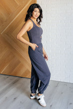 Load image into Gallery viewer, Raising Heart Rate Cutout Jumpsuit in Charcoal