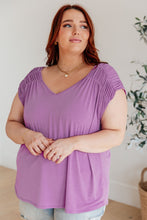 Load image into Gallery viewer, Ruched Cap Sleeve Top in Lavender