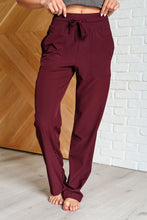 Load image into Gallery viewer, Runner's High Drawstring Joggers in Red Merlot