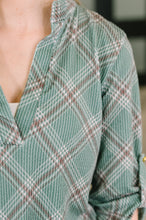 Load image into Gallery viewer, So It Goes Split Neck Plaid Top