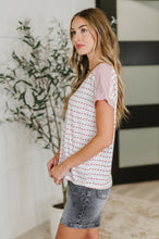 Load image into Gallery viewer, Stitched with Love V-Neck Top in Ivory and Red