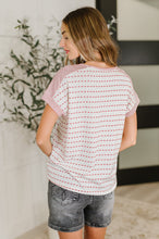 Load image into Gallery viewer, Stitched with Love V-Neck Top in Ivory and Red