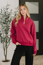 Load image into Gallery viewer, Sweater Weather Half Zip High Neck Pullover in Cabernet
