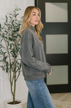 Load image into Gallery viewer, Sweater Weather Half Zip High Neck Pullover in Charcoal