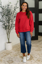 Load image into Gallery viewer, Sweet with a Side Eye Drop Shoulder Pullover in True Red