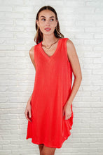 Load image into Gallery viewer, The Power I Hold V-Neck Ribbed Knit Dress in Summer Coral
