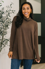 Load image into Gallery viewer, Travel Destination Cowl Neck Pullover in Chocolate