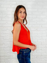 Load image into Gallery viewer, V-Neck Ruffled Peplum in Spicy Orange