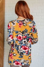 Load image into Gallery viewer, V-Neck Scoop Hem Top in Marigold Floral