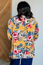 Load image into Gallery viewer, V-Neck Scoop Hem Top in Marigold Floral