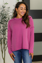 Load image into Gallery viewer, Wander & Rest Cable Ribbed Knit Drop Shoulder Top in Plum