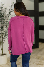 Load image into Gallery viewer, Wander & Rest Cable Ribbed Knit Drop Shoulder Top in Plum