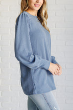 Load image into Gallery viewer, When the Sun Goes Down Mineral Wash Ribbed Knit Top in Vintage Denim