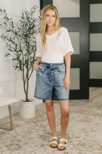 Load image into Gallery viewer, Zenim Printed High Waisted Shorts in Classic Denim