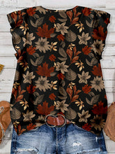 Load image into Gallery viewer, Flutter Sleeve Watercolor Floral & Leopard Print V-Neck Top