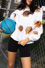 Load image into Gallery viewer, Basketball sequin embroidered overfit long sleeve sweatshirt