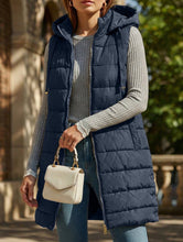 Load image into Gallery viewer, Solid color hooded zip-up cotton vest_CWOCASL00104