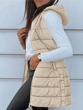 Load image into Gallery viewer, Solid color hooded zip-up cotton vest_CWOCASL00104