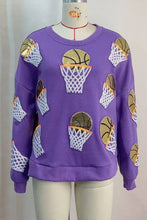 Load image into Gallery viewer, Basketball sequin embroidered overfit long sleeve sweatshirt