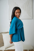 Load image into Gallery viewer, Storied Moments Draped Peplum Top in Teal