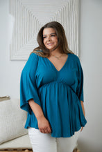 Load image into Gallery viewer, Storied Moments Draped Peplum Top in Teal