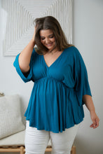 Load image into Gallery viewer, Storied Moments Draped Peplum Top in Teal