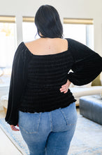 Load image into Gallery viewer, Believe In Miracles Smocked Velvet Top In Black