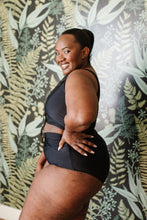 Load image into Gallery viewer, Come Sail Away Swim Top In Black