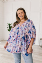 Load image into Gallery viewer, Fabled in Floral Draped Peplum Top in Blue