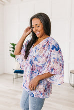 Load image into Gallery viewer, Fabled in Floral Draped Peplum Top in Blue
