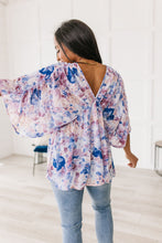 Load image into Gallery viewer, Fabled in Floral Draped Peplum Top in Blue