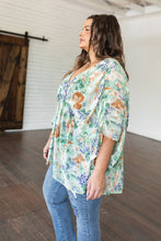 Load image into Gallery viewer, Fabled in Floral Draped Peplum Top in Ivory