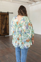 Load image into Gallery viewer, Fabled in Floral Draped Peplum Top in Ivory
