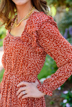 Load image into Gallery viewer, First Kiss Long Sleeve Maxi Dress In Rust