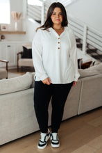 Load image into Gallery viewer, Happier Now Henley Hoodie in Ivory