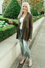 Load image into Gallery viewer, Little Bit Of Lace Cardigan In Olive