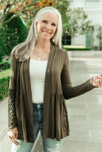 Load image into Gallery viewer, Little Bit Of Lace Cardigan In Olive