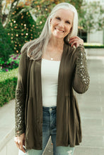 Load image into Gallery viewer, Little Bit Of Lace Cardigan In Olive
