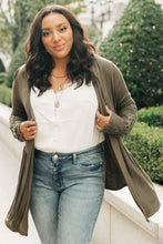 Load image into Gallery viewer, Little Bit Of Lace Cardigan In Olive