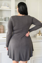 Load image into Gallery viewer, Long Sleeve Button Down Dress In Ash Gray