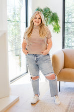 Load image into Gallery viewer, Nostalgic Note Striped Mock Neck Top